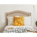 Ver imagem 3 de Cabeceira Solteiro 90x60 Suede Bege Tachas Fumê