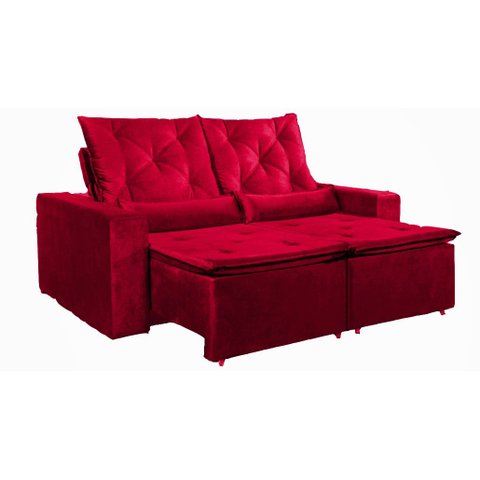 Sofá Londres Reclinável e Retrátil Suede Vermelho