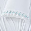 Ver imagem 2 de Jogo de Lençol Rosaline King 4 Peças Micropercal 300 Fios Bordado - Flor Azul - 100% Poliéster