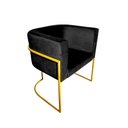 Ver imagem 2 de Kit 8 Poltronas Decorativa Sala de Estar Base de Ferro Dourada Veludo Preto