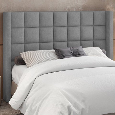 Cabeceira Cama Box Queen 160 cm P05 Paris Linho Cinza - Lyam Decor