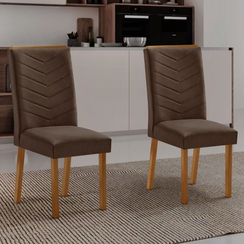 Conjunto com 2 Cadeiras Sicília Madeira Moderna Mobília