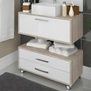 Ver imagem 4 de Gabinete para Banheiro com Cuba 60cm 1 Porta 2 Gavetas Class Branco/marrom - Arte Cas