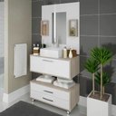 Ver imagem 1 de Gabinete para Banheiro com Cuba 60cm 1 Porta 2 Gavetas Class Branco/marrom - Arte Cas