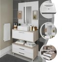 Ver imagem 3 de Gabinete para Banheiro com Cuba 60cm 1 Porta 2 Gavetas Class Branco/marrom - Arte Cas