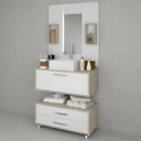 Ver imagem 2 de Gabinete para Banheiro com Cuba 60cm 1 Porta 2 Gavetas Class Branco/marrom - Arte Cas