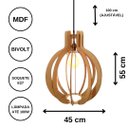 Ver imagem 3 de Luminária Teto tipo Pendente JUPITER MDF - Completa - Cor: Preta