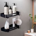 Ver imagem 3 de Suporte para Shampoo Sabonete Retangular Parede Banheiro Aço Inox - Preto Fosco