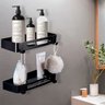 Suporte para Shampoo Sabonete Retangular Parede Banheiro Aço Inox - Preto Fosco - 3