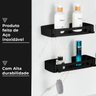 Suporte para Shampoo Sabonete Retangular Parede Banheiro Aço Inox - Preto Fosco - 10