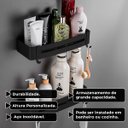 Ver imagem 4 de Suporte para Shampoo Sabonete Retangular Parede Banheiro Aço Inox - Preto Fosco