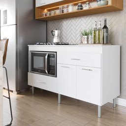 Balcão para Cooktop 140cm 5 Bocas 1 Nicho com 2 Portas e 2 Gavetas Turim - 5