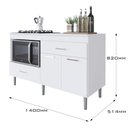 Ver imagem 2 de Balcão para Cooktop 140cm 5 Bocas 1 Nicho com 2 Portas e 2 Gavetas Turim