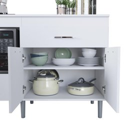 Balcão para Cooktop 140cm 5 Bocas 1 Nicho com 2 Portas e 2 Gavetas Turim - 3