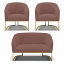Ver imagem 1 de Sofá Namoradeira e 2 Poltronas Base Industrial Dourado Stella Veludo D03 - D’RossiRose