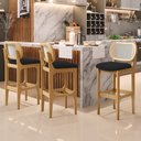 Ver imagem 2 de Kit 06 Banquetas Altas para Cozinha Bancada Sala Tela Betta Fixa L02 Bouclê Preto - Lyam Lyam Decor