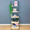 Ver imagem 2 de Estante Escada Torre de Ferro Industrial Slim 5 Prateleiras Natural e Preta