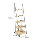 Ver imagem 3 de Estante Escada Torre de Ferro Industrial Slim 5 Prateleiras Natural e Preta