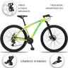 Bicicleta 29 Drais Color 24V Aro 29 Câmbios Shimano Freio a Disco MTB Aluminio - Amarelo+Azul - 19 - 2