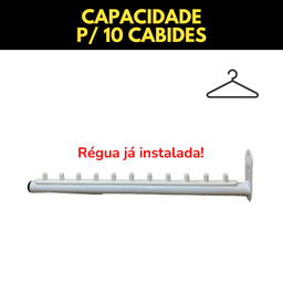 4 Araras Cabideiros Fixos de Parede Rt Aço Reforçado Pinos Organizadores Cabides Loja Closet Quarto - 5