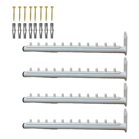 4 Araras Cabideiros Fixos de Parede Rt Aço Reforçado Pinos Organizadores Cabides Loja Closet Quarto
