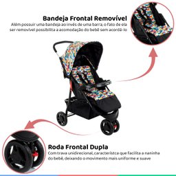 Kit Carrinho Bebê 3 Rodas Reclinável Até 15kg Delta Trio PRO Colorê + Bebê Conforto + Base - 3