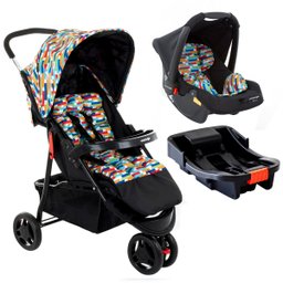 Kit Carrinho Bebê 3 Rodas Reclinável Até 15kg Delta Trio PRO Colorê + Bebê Conforto + Base - 1