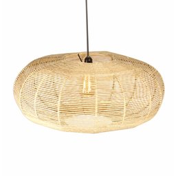 Lustre Rustico Palha Sala Quarto Grande Disco 58x23 com Fio - 5