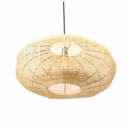Lustre Rustico Palha Sala Quarto Grande Disco 58x23 com Fio - 1