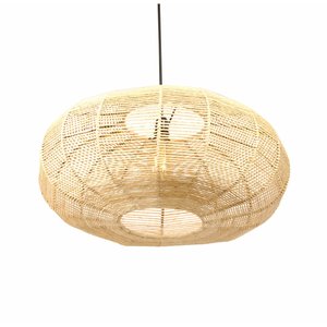 Lustre Rustico Palha Sala Quarto Grande Disco 58x23 com Fio