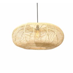 Lustre Rustico Palha Sala Quarto Grande Disco 58x23 com Fio - 4
