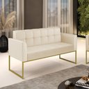 Ver imagem 2 de Sofá Namoradeira Elisa Corino Base Metálica Industrial Dourado D03 - D’Rossi