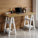 Ver imagem 1 de Mesa para Escritório Escrivaninha Home Office Art A02 Olmo Branco - Lyam Decor