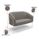 Ver imagem 3 de Sofá 2 Lugares Namoradeira Stella Industrial Alta Champanhe Suede Grafite D03 - D’Rossi