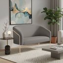 Ver imagem 1 de Sofá 2 Lugares Namoradeira Stella Industrial Alta Champanhe Suede Grafite D03 - D’Rossi