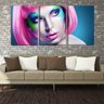 Quadro Decorativo 30x66 face colorida de mulher cabelo rosa - 2
