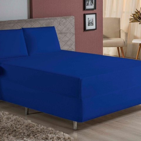 Jogo de Cama Casal Nobre 3 Peças Luva de Box 55cm de Altura Malha 100% Algodão - Royal