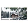 Quadro Decorativo 30x66 casa de madeira no meio da neve - 1