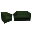 Ver imagem 1 de Kit Namoradeira + 1 Poltrona Decorativa Biane Suede Verde Pés Cromado Mz Decor