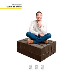 Kit 2 Puffs Decorativos Sala de Estar Status Deluxe Grande 90x90cm Couro Brown - Abmaza - 2