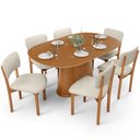 Ver imagem 1 de Mesa para Sala de Jantar Valência com 06 Cadeiras Sala de Jantar Dara L02 Linho Champagne - Lyam