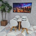 Ver imagem 3 de Sala de Jantar Mesa Bennet 1,15m com 4 Cadeiras Dilly Giratórias D'confort Design Linho Bege R55