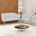 Ver imagem 2 de Sofá Namoradeira e Poltrona Base Industrial Dourado Stella Linho Cinza A05 D03 - D’Rossi