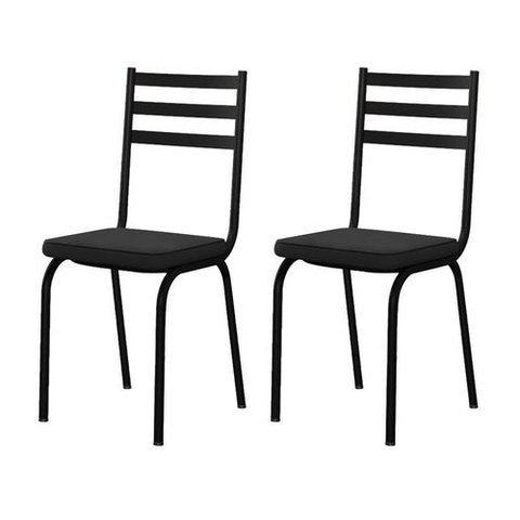 Jogo Com 2 Cadeiras Tubular Europa 118 Assento Preto Artefamol