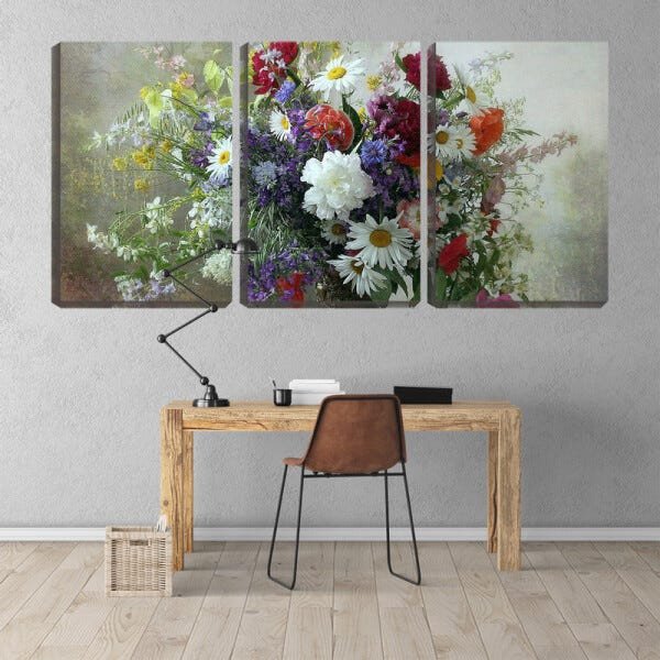 Quadro canvas 45x96 vaso de flores coloridas - 2
