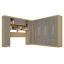 Ver imagem 2 de Guarda-Roupa Casal Modulado 11 Portas 4 Gavetas Alemanha Cinza/Jequitibá/Granizo