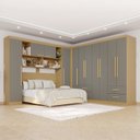 Ver imagem 1 de Guarda-Roupa Casal Modulado 11 Portas 4 Gavetas Alemanha Cinza/Jequitibá/Granizo