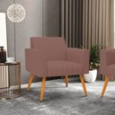 Ver imagem 2 de Kit 2 Poltronas Viena Gomada Veludo Rosê Pés Palito Castanho - D’Rossi