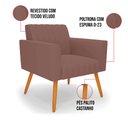 Ver imagem 6 de Kit 2 Poltronas Viena Gomada Veludo Rosê Pés Palito Castanho - D’Rossi