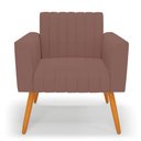 Ver imagem 3 de Kit 2 Poltronas Viena Gomada Veludo Rosê Pés Palito Castanho - D’Rossi